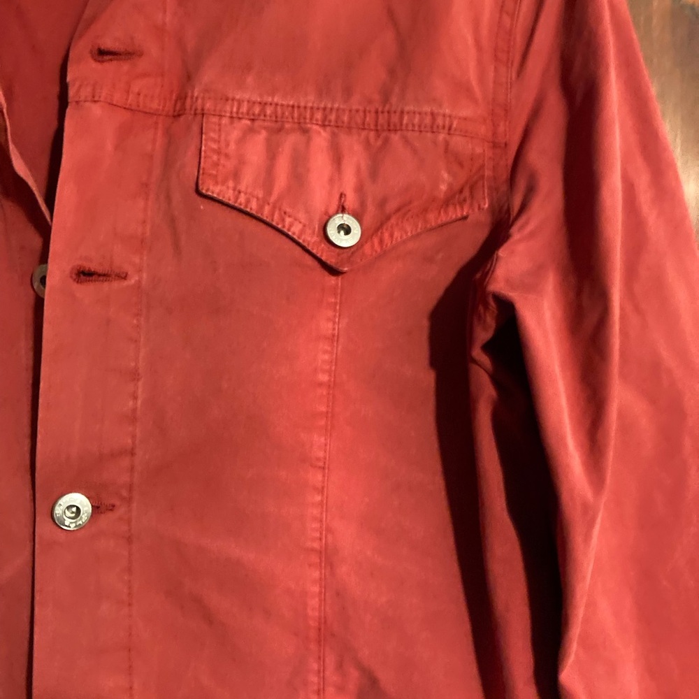 Italian Red Cotton Jacket E Play Basic Exterior D… - image 7